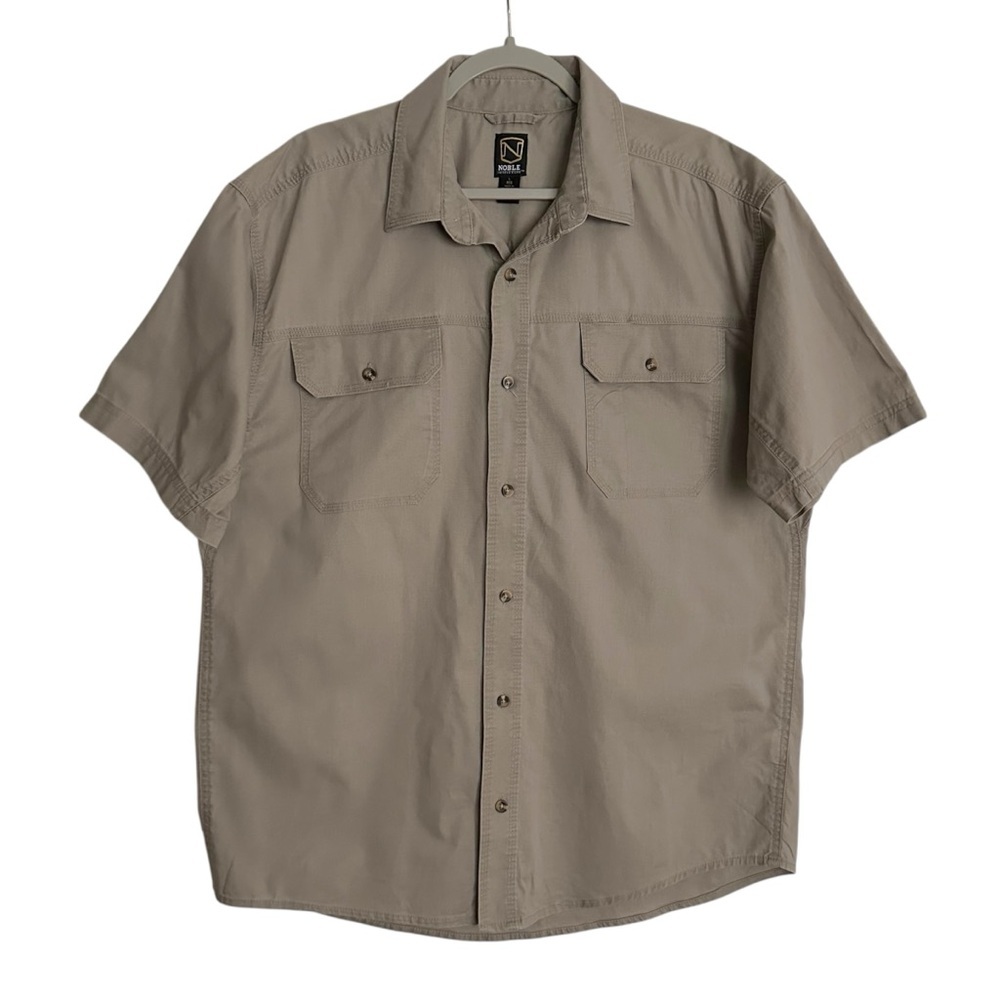 NOBLE Outfitters Men’s Short Sleeve Utility Work‎ Shirt 100% Cotton Khaki Large - Picture 11 of 11